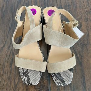 Very Cuoio | NWT Leather Snakeskin Block High Heals